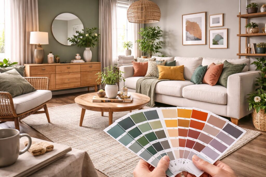 Kleurencombinaties voor de woonkamer die sfeer, balans en karakter brengen